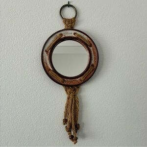 Vintage Studio Pottery Boho Mirror Wall Hanging
